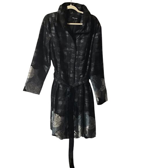 Samuel Dong Jackets & Blazers - Samuel Dong Bubble Plaid Floral Dress Trench Jacket Coat Fit Flare Feminine XL